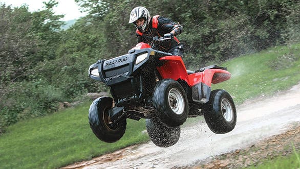 The Polaris Sportsman can get some serious air if you have the courage for it