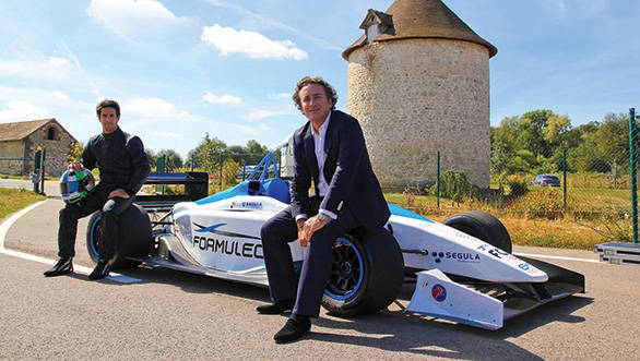 est driver Luca di Grassi (left) will pilot the car during road shows in the second half of 2013; Alejandro Agag (right) CEO of Formula E plans to bring the championship to India