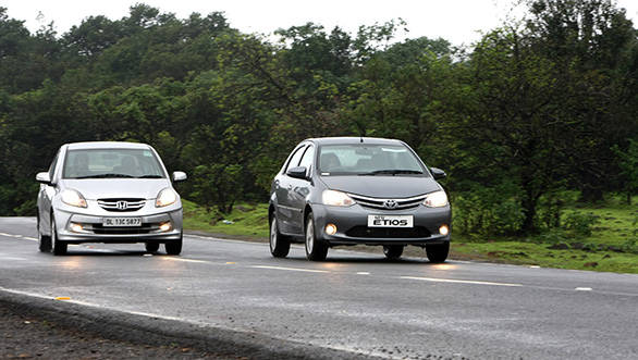 The Etios would have been the best handler here if it wasn't for the copious body roll. The Toyota grips surprisingly well but the sideways body movement can put people off