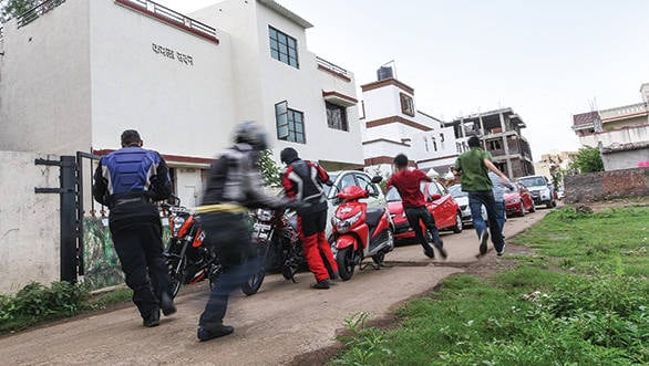 In typical Le Mans style, we all scurried for our bikes and cars