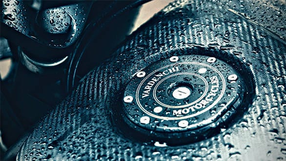 The Vardenchi monogram on the fuel filler cap is laser etched