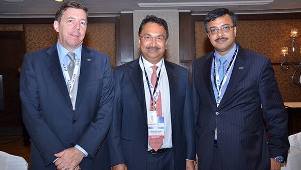 Vikram Kirloskar (centre), has been elected as the new President with Vinod Dasari, managing director of Ashok Leyland, being elected as VP and Lowell Paddock (left), president and MD of General Motors India as treasurer