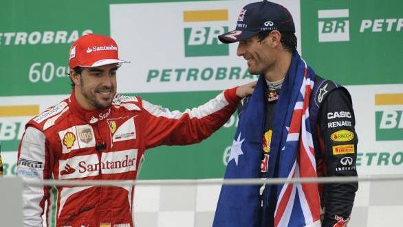 Fernando Alonso and Webber placed second and third in the championship