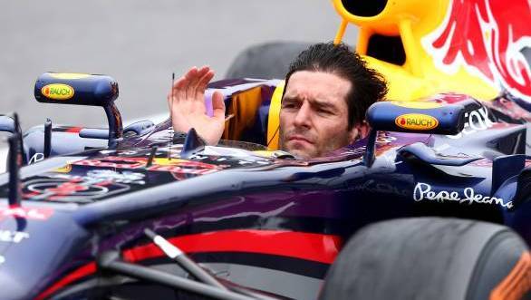 Mark Webber bids F1 farewell minus his helmet!