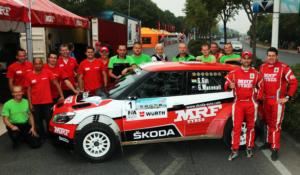 APRC Champions - Gill and codriver Glenn Macneall with the Team MRF Skoda crew