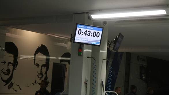 43 minutes on the clock for the service crew to ensure Ogier and Ingrassia's car is top notch for the next day's rallying