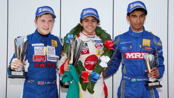 Tarun Reddy takes maiden podium in Protyre Formula Renault championship Tarun_Donington podium (1)