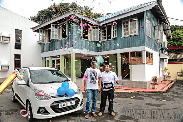 Sanju Kumar, ready to take the keys to his brand new Grand i10 from Raja