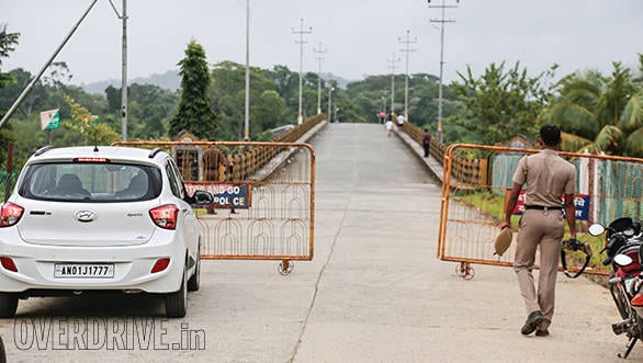 The barricades near the bridge connecting the middle island to north Andaman to prevent travellers from encountering the rogue elephant