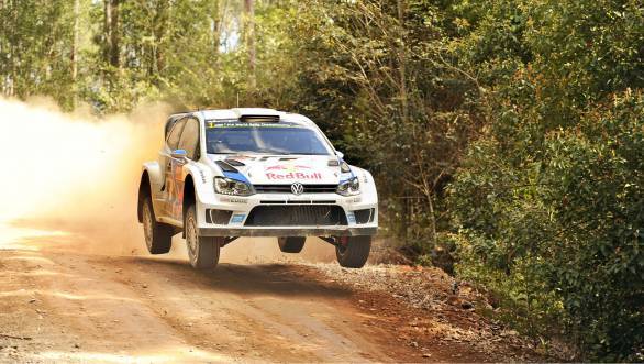 Sebastien Ogier and Julien Ingrassia yumping their way to victory at Rally Australia