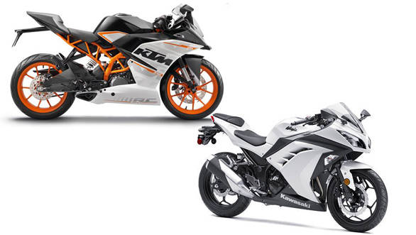 Spec comparison: KTM RC 390 vs Kawasaki Ninja 300 composite KTM RC 390 and Ninja 300