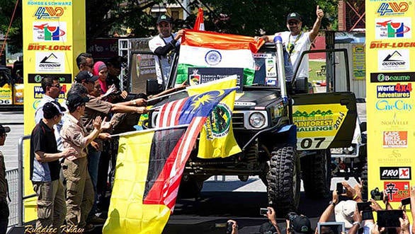India's Kabir Waraich and Gurmeet Virdi during the flag-off ceremony 