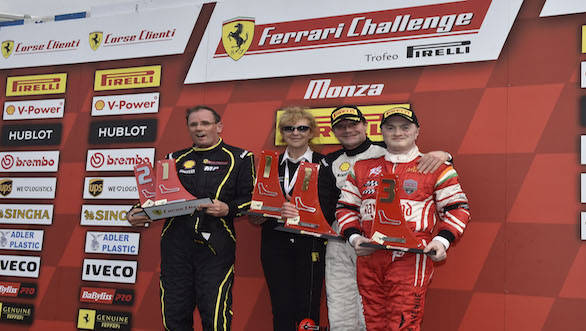 Podium for Gautam Singhania at the Monza round of the 2015 Ferrari Challenge Europe Championship Ferrari Challenge Monza Circuit (2)