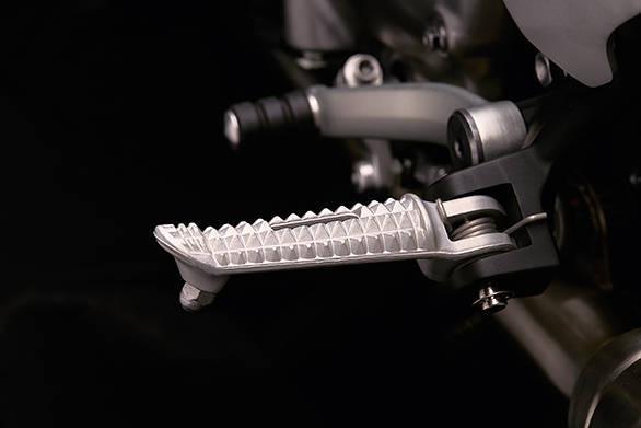 The 2016 Triumph Thruxton is vastly more sporting in nature than the outgoing motorcycle. Many details reflect this, including the all-metal pegs with their knurled finish, raised outer tips and short feelers