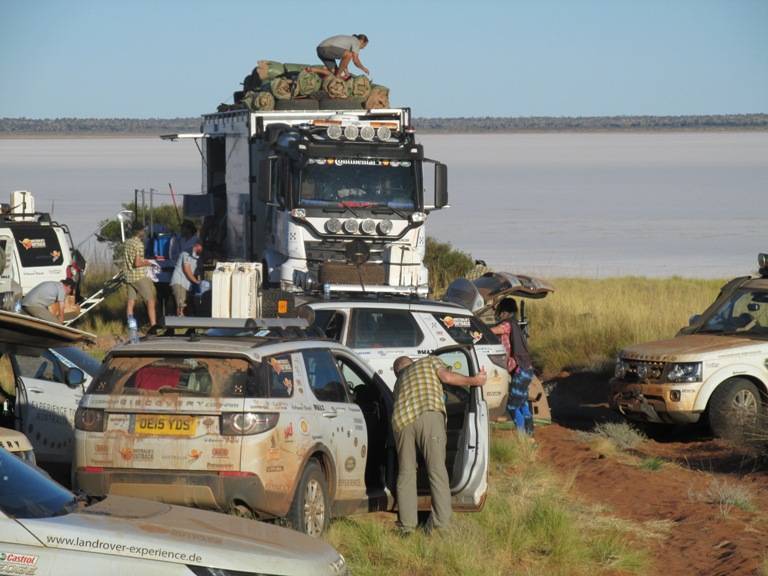 Camp getting ready to roll at 6.00 am- our regular starting time.