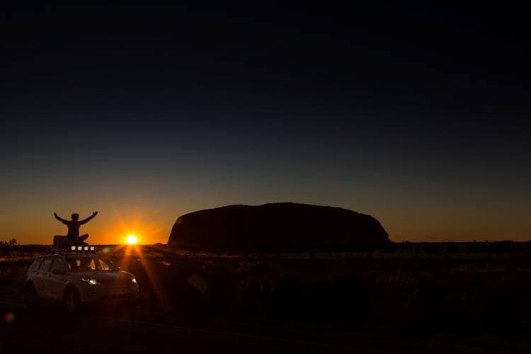 Rejoicing at the sunrise at Ayers Rock