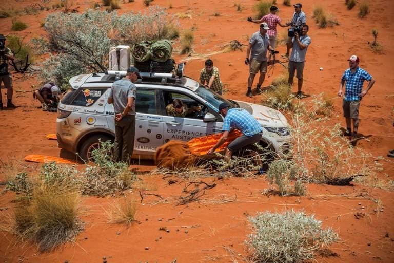 Vehicles often got stuck in the soft sand. Sand rails, man power and winches all were used