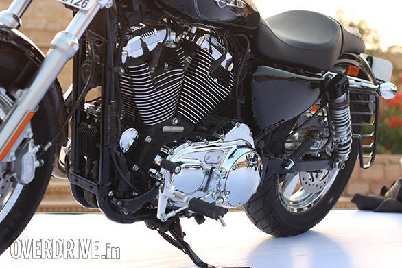 The Harley-Davidson 1200 Customuses forward set controls. They take a moment to get used to but work well with the pulled back bars