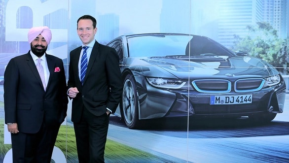BMW India inaugurates its third showroom in Delhi NCR (L-R) Mr. Libra, MD - Libra ... esident, BMW Group India.JPG