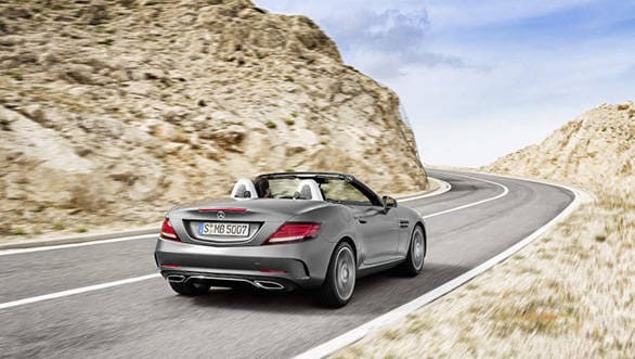 Image gallery: 2016 Mercedes-Benz SLC Mercedes-Benz SLC 300; Exterieur: designo cerrusitgrau magno, AMG Line; Interieur: bengalrot/schwarz; Kraftstoffverbrauch kombiniert (l/100 km): 5,8, CO2-Emissionen kombiniert (g/km): 134; exterior: designo cerrusit grey magno, AMG Line; interior: bengal red/black; Fuel consumption, combined (l/100 km): 5.8, CO2 emissions, combined (g/km): 134