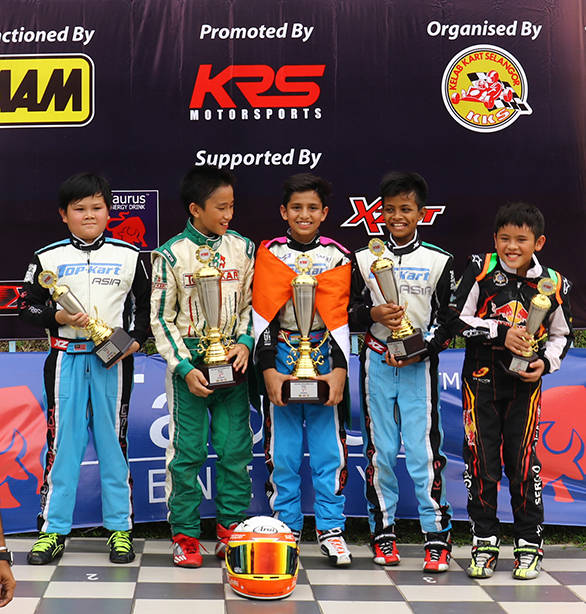 Shahan (centre) with top five finishers