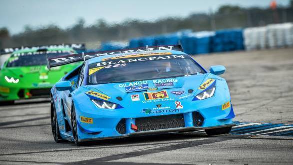 Armaan Ebrahim on his way to second place at the Suzuka round of the 2016 Lamborghini Super Trofeo Asia Series