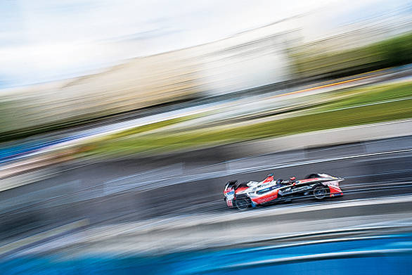 Nick Heidfeld in action at the 2016 Berlin ePrix