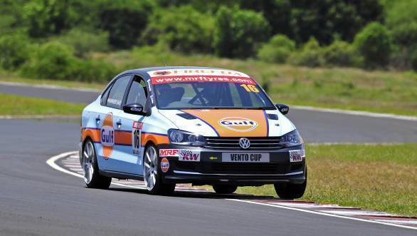 Race winner Karminder in his Vento Cup car during the first race of Round 3