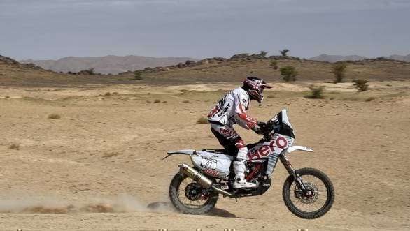 Hero MotoSports Team Rally's Joaquim Rodrigues on his way to 14th in SS2 of the 2016 Morocco Rally