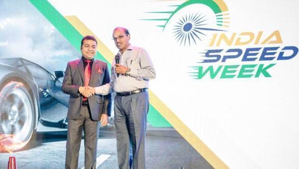 Amit Modi and Sanjay Jain, REDER Regional Executive Director Eastern Region Airport Authorities of India, at the launch of India Speed Week 2016