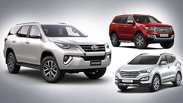 Spec comparo: Toyota Fortuner vs Ford Endeavour vs Hyundai Santa Fe New Toyota Fortuner