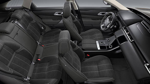 The Range Rover Velar will have two interior colour schemes. One is this all-black theme...