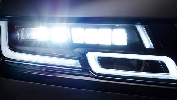 The Range Rover Velar gets matrix-laser LED headlights. They do look really cool