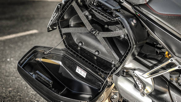 2018 Ducati Multistrada 1260 S Rear footpeg and pannier detail