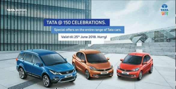 Tata Motors announces special offers on its passenger cars to commemorate 150 years of the Tata Group
