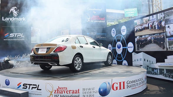 Mercedes-Benz C-Class studded with 3.5 lakh CZ diamonds for Bharat Diamond Week